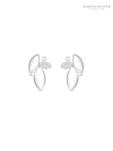 Simply Silver Silver Polished And Cubic Zirconia Leaf Stud Earrings (N54114) | €10