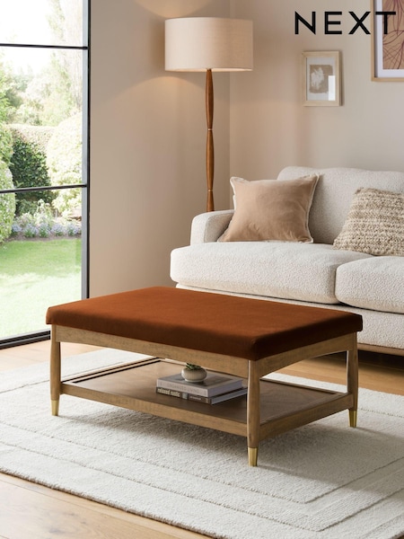 Soft Velvet Rust Brown Flinton Upholstered Coffee Table (N54190) | €340