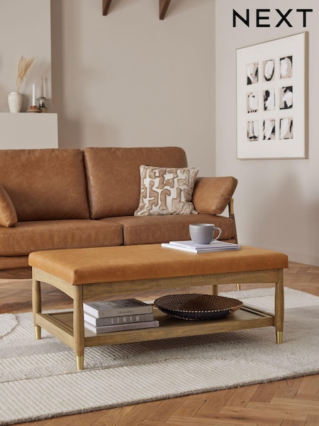 Vintaged Faux Leather Light Brown Flinton Upholstered Coffee Table (N54193) | €340