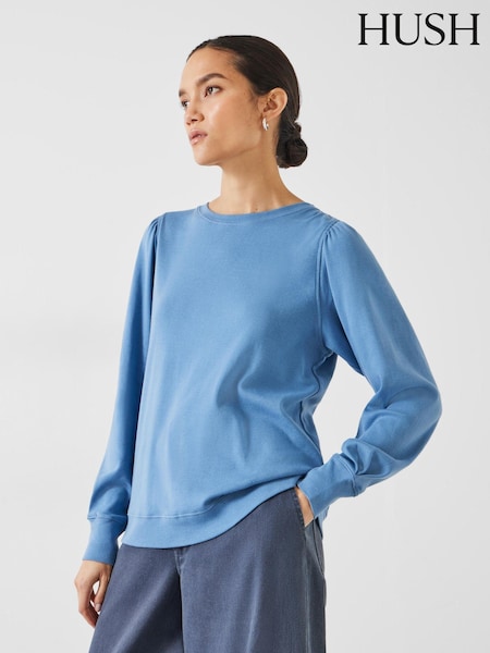 Hush Sky Blue Emily Puff Sleeve 100% Cottton Sweatshirt (N54214) | €26