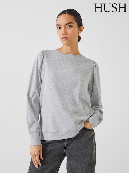 Gri - Hush Emily Mânecă bufantă 100% Top din jerseu de bumbac (N54216) | 290 LEI