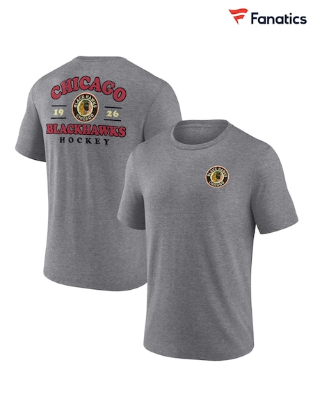 Fanatics Grey NHL Chicago Blackhawks Heritage Triblend T-Shirt (N54366) | AED87