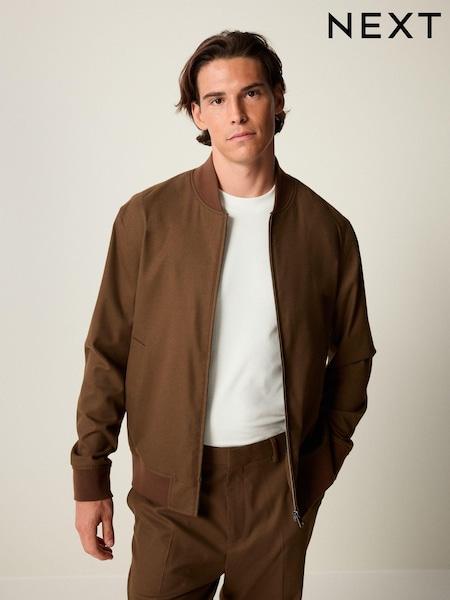 Brown Slim Fit Flannel Bomber Jacket (N54494) | €23