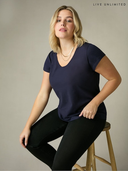 Live Unlimited Blue Curve 100% Cotton Slub Scoop Neck T-Shirt (N54526) | R$ 345