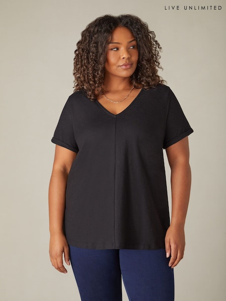 Live Unlimited Curve 100% Cotton Slub V-Neck T-Shirt (N54540) | €55