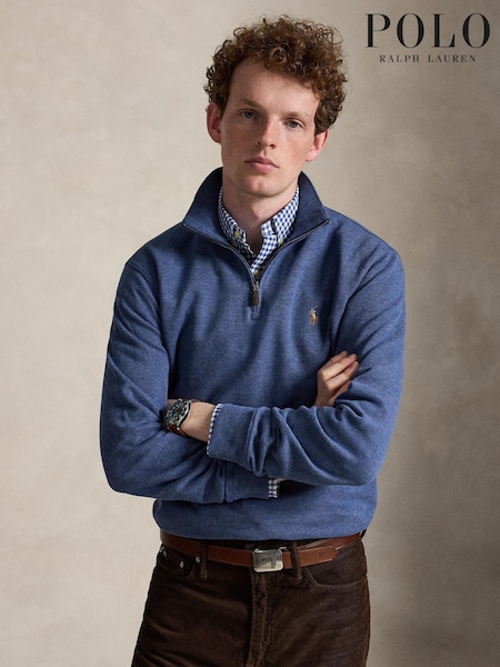 Blue - Regular Polo Ralph Lauren Knit Half Zip Pullover Sweatshirt
