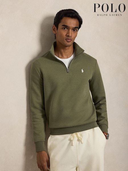 Green - Regular Polo Ralph Lauren Double Knit Tech Quarter Zip Sweatshirt