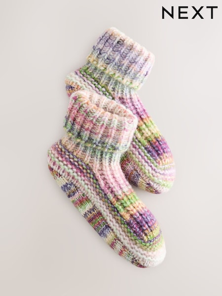 Purple Tonal - Knitted Bootsie Slipper Socks