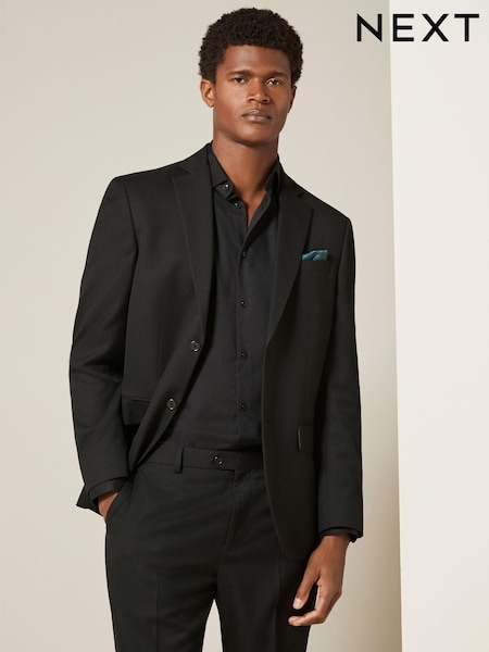 Black Regular Fit Textured Suit Jacket (N54855) | €85