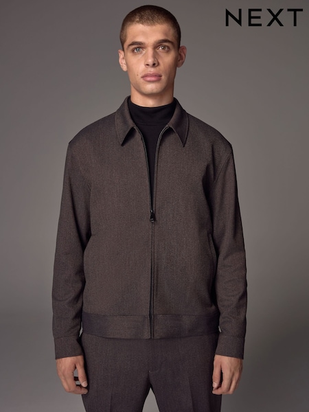 Burgundy Red Smart Twill Zip Through Shacket (N54868) | €33
