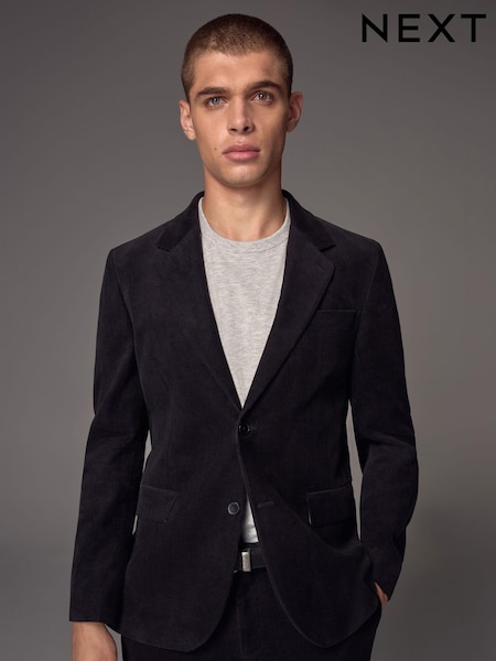 črna - Standardni kroj - Slim Fit Corduroy Cotton Suit Jacket (N54871) | € 66
