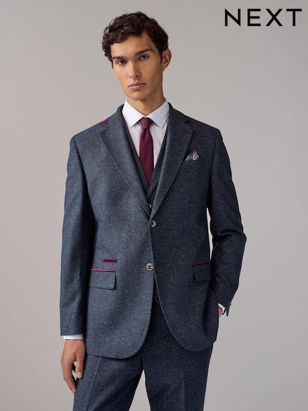 Navy Blue Regular Fit Trimmed Neppy Nova Fides Suit Jacket (N54882) | AED336