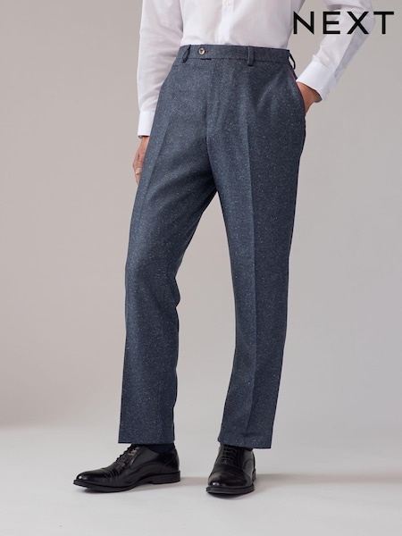 Navy Blue Regular Fit Trimmed Neppy Nova Fides Suit Trousers (N54883) | AED180