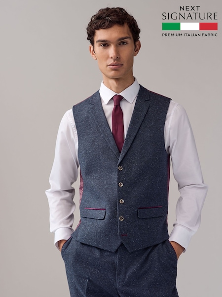 Navy Blue Trimmed Neppy Signature Nova Fides Suit Waistcoat (N54884) | €23