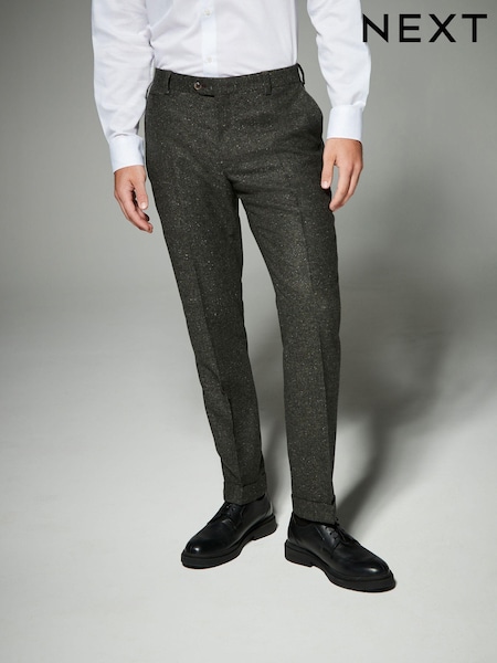 Green Regular Fit Trimmed Neppy Nova Fides Suit Trousers (N54886) | AED129