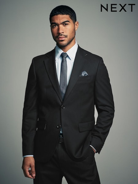 Black Slim Fit Flannel Suit Jacket (N54897) | €90