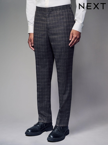Brown Slim Fit Brushed Check Suit Trousers (N54908) | €30