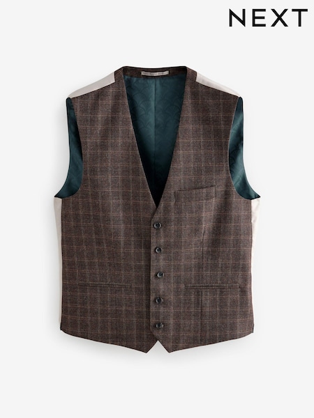Brown Brushed Check Suit Waistcoat (N54909) | €69
