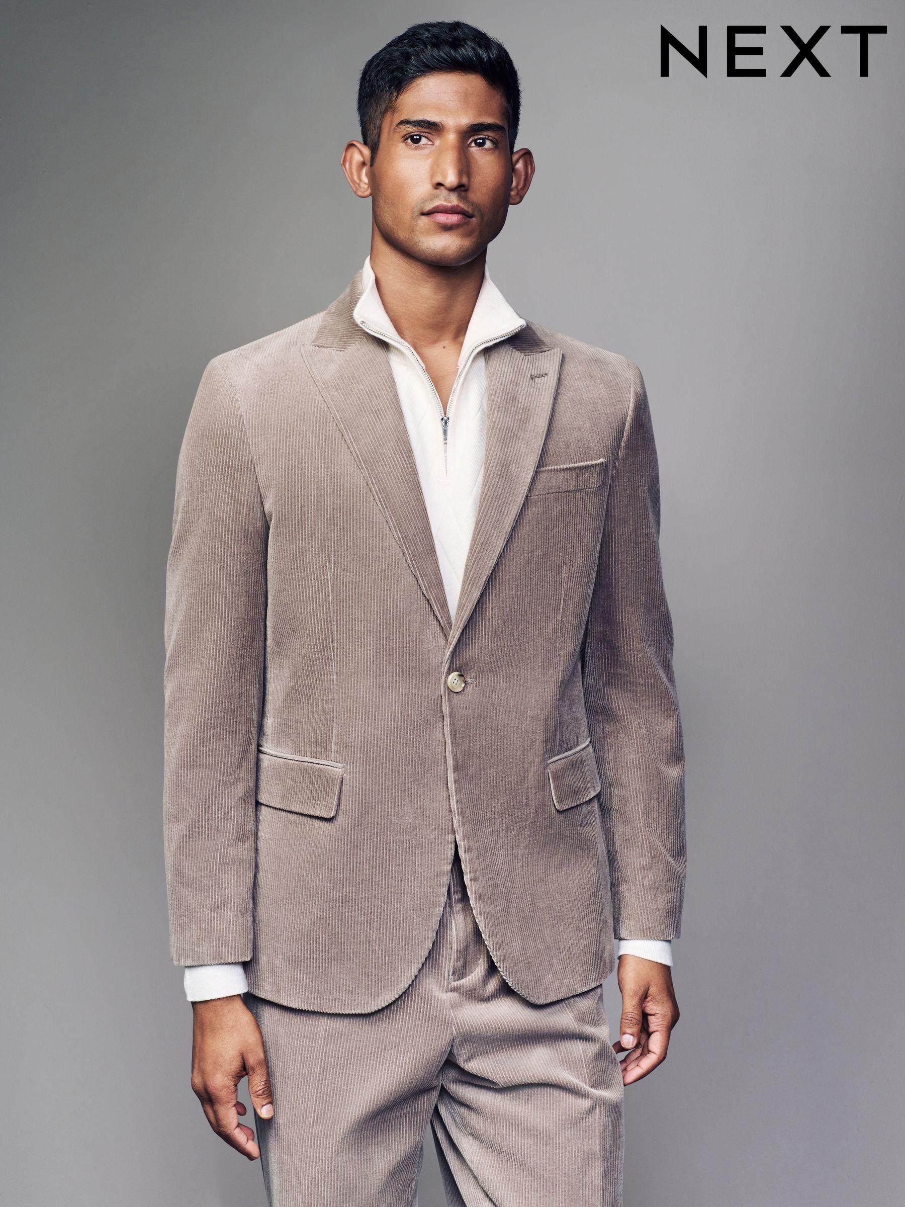 Men s Suit Jackets Slim Plain Cotton Suits Next Oman