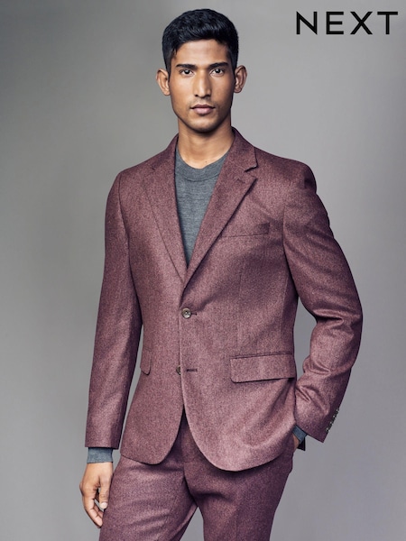 Pink Slim Fit Wool Donegal Suit Jacket (N54939) | €146