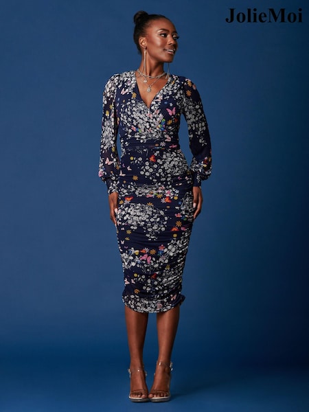 Jolie Moi Long Sleeve Soft Silky Jersey Maxi Dress (N54971) | 268 LEI