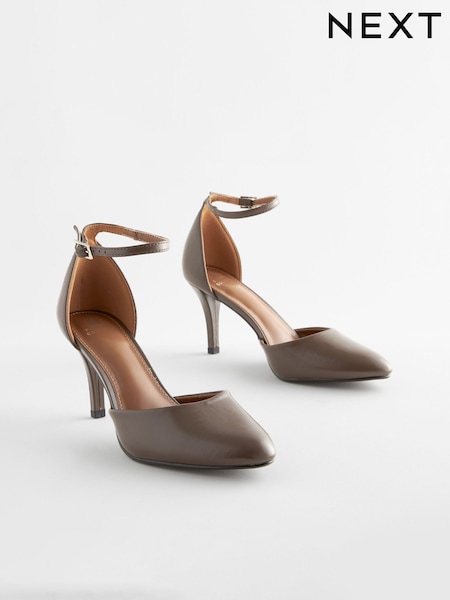 Khaki Green Standard/Wide Fit Forever Comfort® Closed Toe Heel Shoes (N55207) | AED61