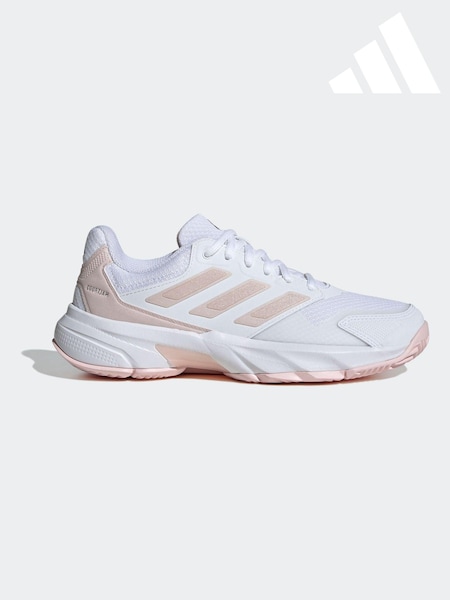 adidas White/Pink Courtjam Control 3 Tennis Shoes (N55240) | LEI 333
