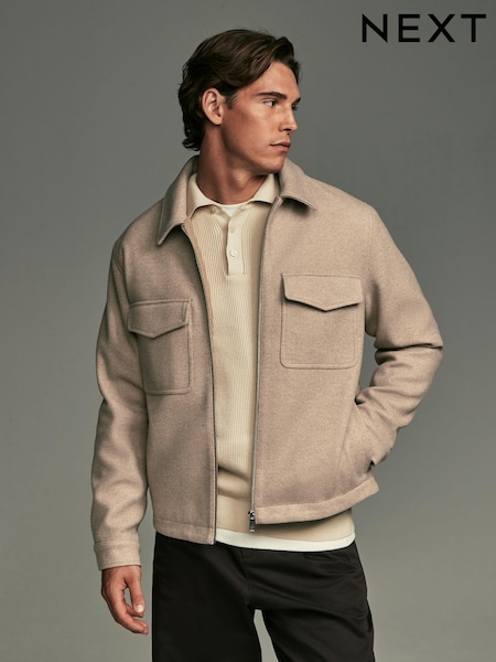 Neutral Brown Trucker Shacket (N55301) | AED181