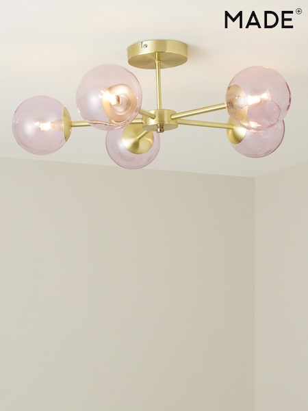 MADE.COM Pink Globe 5 Light Flush Ceiling Light (N55307) | €189