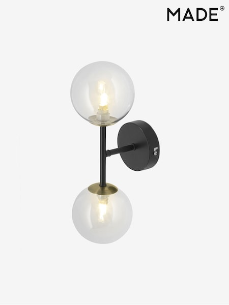 MADE.COM Black Antique Brass Globe Bathroom Wall Light (N55337) | €80