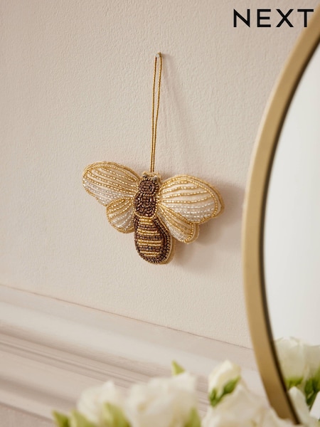 Gold Beaded Bee Hanging Decoration (N55441) | $17