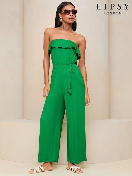 Lipsy Green Jersey Bandeau Holiday Shop Jumpsuit (N55462) | € 21