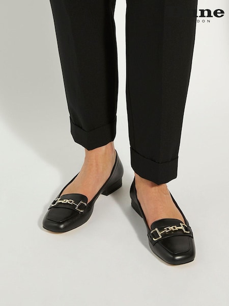 črna - Dune London Graice Low Block Square Toe Loafers (N55525) | € 72