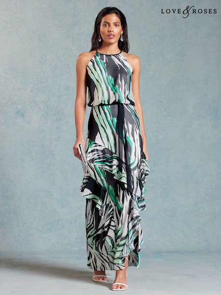 Love & Roses Halterneck Ruffle Detail Maxi Dress (N55660) | €43