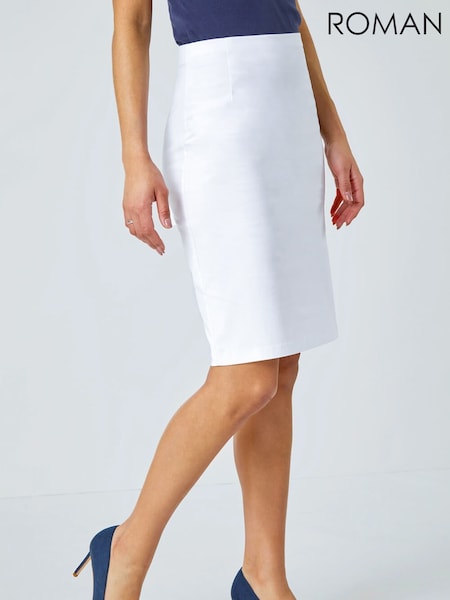 Roman White Pull On Stretch Pencil Skirt (N55747) | €40