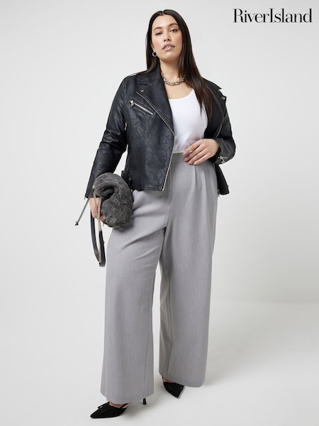 River Island Light Grey Curve Contrast Side Stripe Trousers (N55801) | €21.50