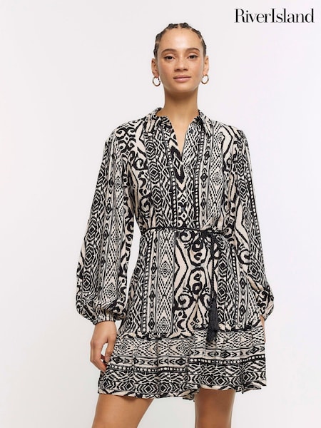 River Island Black Belted Shirt Dress (N55809) | €30
