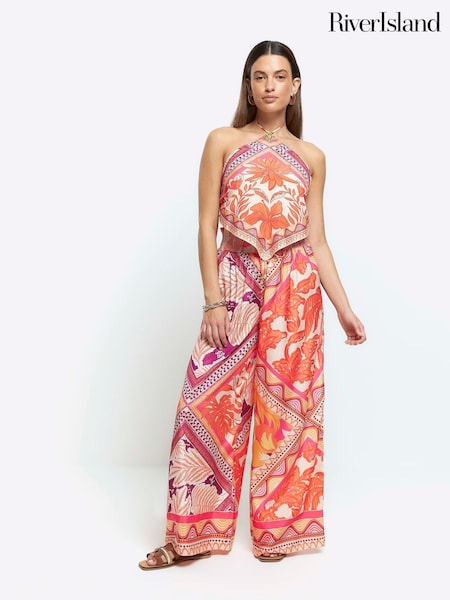 River Island Orange Printed Palazzo Trousers (N55811) | €21.50