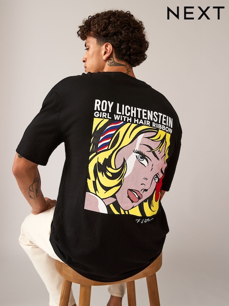 Black Roy Lichtenstein Artist Licence 100% Cotton T-Shirt (N55864) | €11