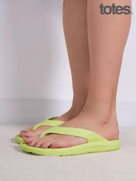 Totes Green Ladies Solbounce Toe Post Flip Flops Sandals (N55876) | €26