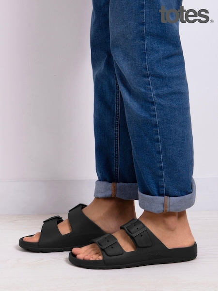 Totes Black Solbounce Mens Adjustable Double Buckle Slides (N55897) | INR 3,379