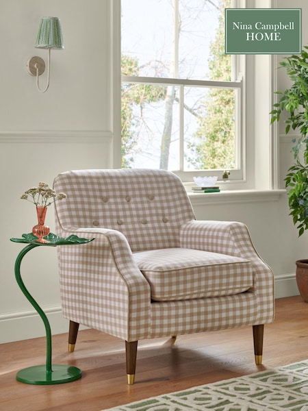 Nina Campbell Natural Bracken Gingham Check Walton Accent Chair (N55941) | €568