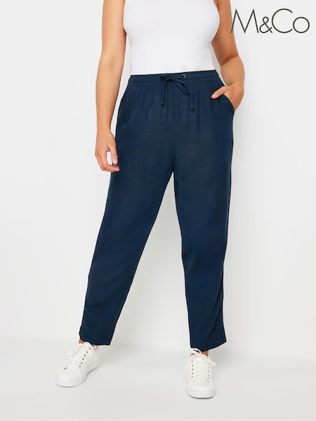Синий - M&Co Linen Joggers (N55947) | €41