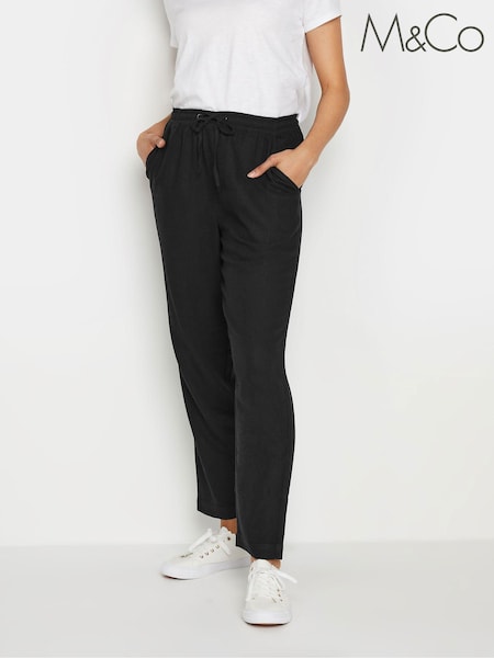 Черный - M&Co Linen Joggers (N55989) | €41