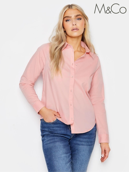 M&Co Pink White Cotton Poplin Long Sleeve Shirt (N55994) | €42