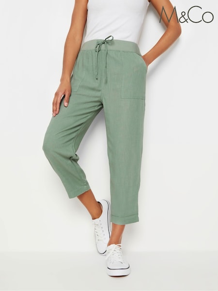 M&Co Green Linen Cropped Joggers (N55997) | R$ 285