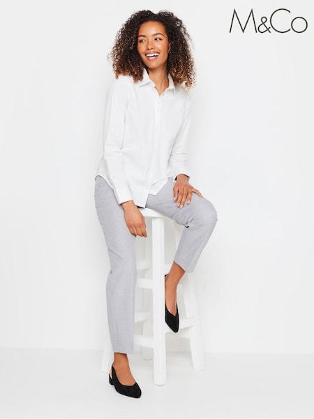 M&Co White White Cotton Poplin Long Sleeve Shirt (N55998) | 144 QAR