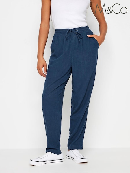 M&Co Navy Blue Petite Linen Joggers (N56005) | R$ 305
