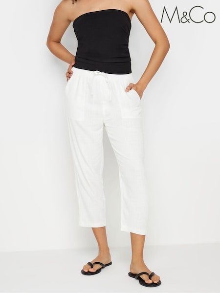 M&Co White Linen Cropped Joggers (N56006) | R$ 285