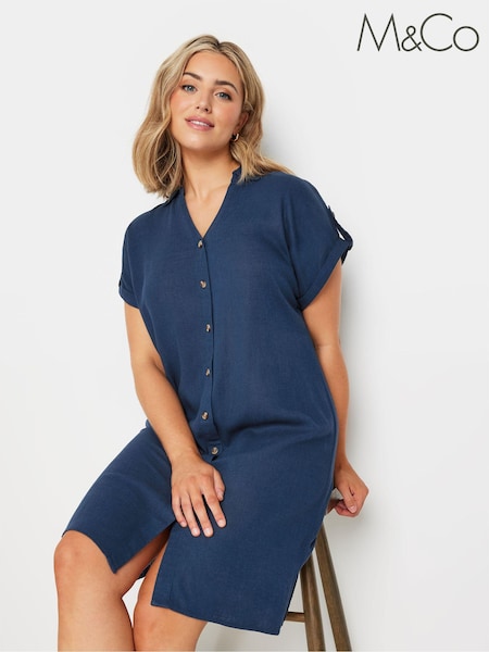 M&Co Blue Linen Relaxed Shirt Dress (N56010) | €49